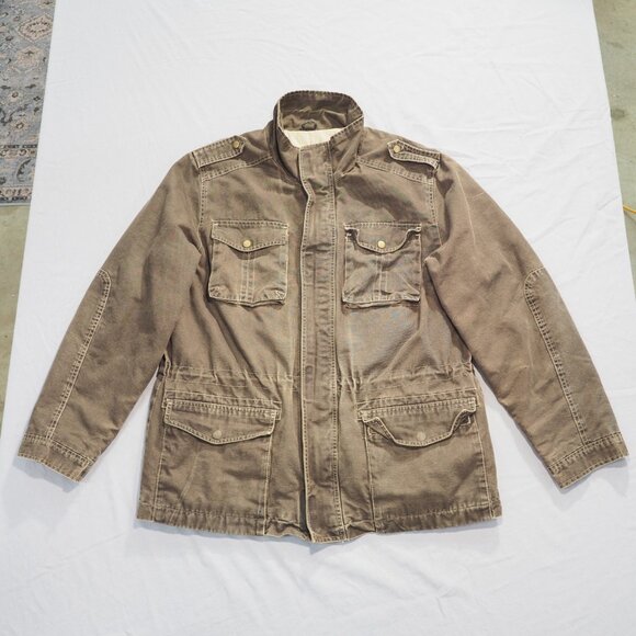 Columbia Utility Jacket Mens Extra Large Brown Canvas Barn Chore Coat Work Faded - Picture 1 of 14